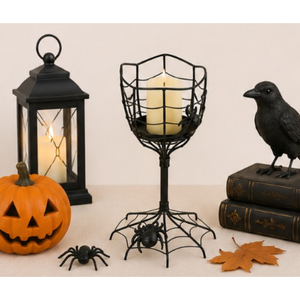 Halloween Decor Spider Web <b>Black</b> Metal Candle Holder <b>Candelabra</b> Centerpiece for Spooky Party Haunted House & Home Decoration - Product Image 6
