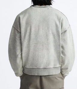 Hot Sale Custom Logo Acid Wash 100% Cotton Fleece Oversize Hooded Hoodie <b>Men</b> Streetwear Winter Lightweight Rhinestone Loose Fit - Product Image 2