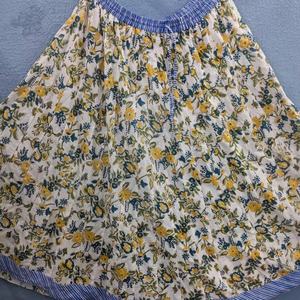 Ethnic Women's <b>Summer</b> Dress Hand Block Printed Cotton <b>Long</b> Maxi <b>Skirt</b> with Elastic Waist Breathable Sustainable Casual Style - Product Image 1