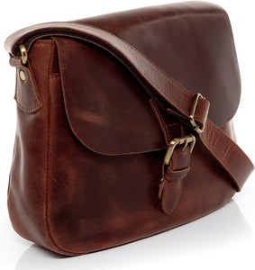 Sac bandoulière classique en cuir véritable très demandé avec fermeture à boucle, unisexe, usage quotidien, design à rabat marron, quincaillerie métallique durable - Product Image 1