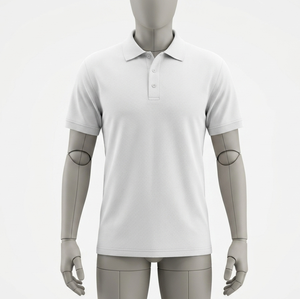 Camisa Polo Blanca para Hombre, Manga Corta, Cuello Camisero, Corte Regular, Color Sólido, Todas las Temporadas, 100% Algodón - Product Image 1