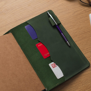 Custom Logo Handmade Genuine Leather Spiral <b>Travel</b> Notepad with Card Slots & Pen Holder Vintage Refillable Journal Organizer - Product Image 5