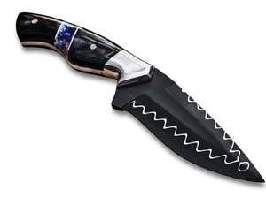 Couteau utilitaire d'extérieur forgé à la main avec revêtement noir et manche en résine cosmique - Product Image 5