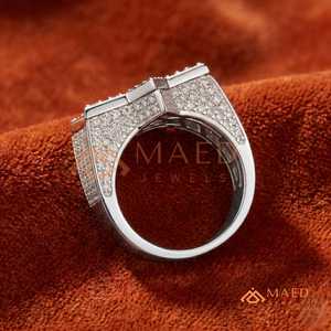 แหวนเงินแท้ 925 ประดับโมอิสซาไนต์รูปดาวสำหรับผู้ชาย ดีไซน์แบบ Iced Out Baguette สไตล์ฮิปฮอป แหวนวงใหญ่หรูหรา ของขวัญเครื่องประดับสุดหรู - Product Image 2