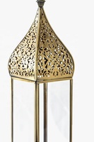 Lanterne à bougie artisanale moderne en fer/métal/verre, de forme minaret haut et étroit, pour la maison et les événements, décorations du Ramadan