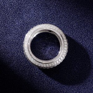 A baguette and round diamond moissanite 925 sterling <b>silver</b> <b>ring</b> for <b>men</b> and women with d vvs clarity diamonds and tester passed - Product Image 3