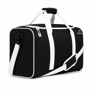 Sac de sport noir et blanc avec bandoulière réglable pour la gym, idéal pour les tenues maçonniques et les regalia de sororité. - Product Image 5