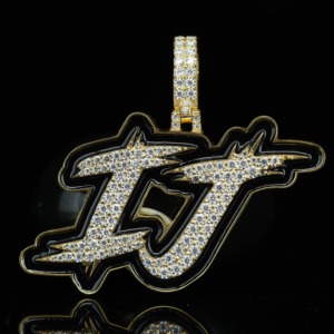 Colgante de Letra Bicolor con Incrustaciones de Moissanita, Chapado en Oro de 18K, Corte Brillante Redondo, Estilo Hip Hop, para Uso Diario - Product Image 6