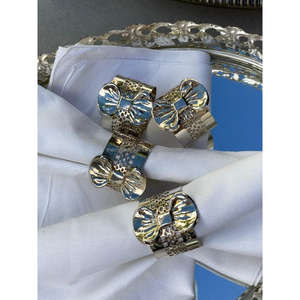 Ensembles de Cadeaux de Ronds de Serviette Style Floral, Finition Argent et Or, Artisanat Métallique Décoratif, Anneaux de Serviette pour Porte-Serviettes et Porte-Mouchoirs - Product Image 6