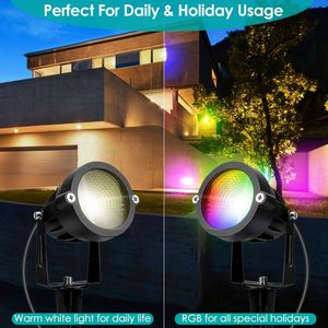 Set di 4 Luci LED RGBW Impermeabili IP65 con Telecomando, 16 Colori Cangianti, Faretto da Giardino - Product Image 6