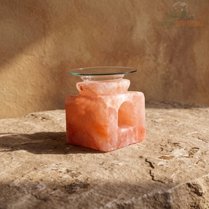 Diffuseur d'huiles essentielles en sel de roche cubique carré, porte-bougie chauffe-plat, brûleur d'arômes artisanal en sel rose de l'Himalaya naturel - Product Image 6