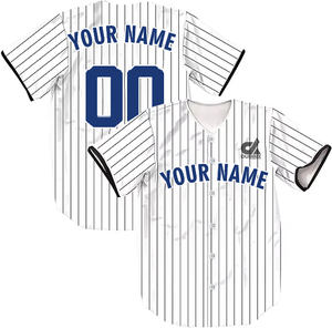Camiseta de Béisbol Personalizada 2025 con Rayas Negras, Cuello en V Blanco, Botones, Uniforme de Equipo, Nombre y Número Personalizados, Estilo Profesional, Venta al Por Mayor - Product Image 5