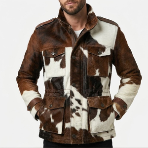 Stylish And Fashionable <b>Men</b> Cowhide <b>Leather</b> <b>Jacket</b> Wholesale Factory Made Real Genuine Cowhide Custom <b>Jacket</b> - Product Image 1