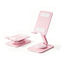Couleurs Macaron 360 °   Support de téléphone en métal réglable en hauteur et en angle pour bureau, support de téléphone pliable