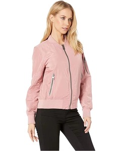 Chaqueta Bomber Rosa para Mujer, Manga Larga, Cierre de Cremallera, Impermeable, Resistente al Viento, Color Sólido, Tejido de Poliéster, para Otoño - Product Image 4