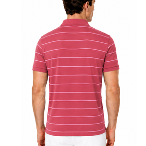 Camiseta Polo para Hombre a Rayas Rojas y Rosas, de Alta Demanda, con Rayas Horizontales Finas, Manga Corta, Cuello Camisero, Personalizable y Transpirable - Product Image 4