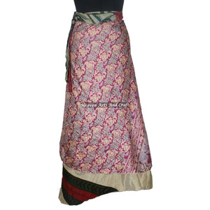 Falda Cruzada de Seda Vintage Talla Grande de Jaipur, India, Estilo Boho, Multicolor, para Verano, Cómoda, Estilo Hippie - Product Image 5