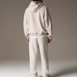 Ensemble de survêtement unisexe gris 2 en 1, sweat-shirt et pantalon de jogging, vêtements de sport décontractés, couleur unie, manches longues, coton léger, automne - Product Image 3