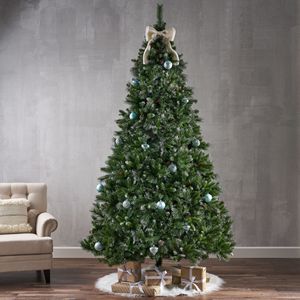 9 ft Glitter Bristle Mixed Hinged Christmas Tree with 72 Red Berries 73 Pine Cones 2099 Branch Tips - Product Image 2