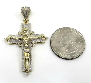 จี้พระเยซูทรงกลมประดับมอสซาไนต์ 2.00 กะรัต สำหรับผู้ชาย ชุบทองคำขาว 14k - Product Image 3