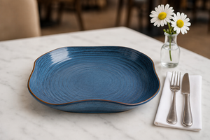 Irregular <b>Ceramic</b> Serving <b>Plate</b> Turquoise Color Modern Design for Rice Dish Dishes & <b>Plates</b> High Demanding Dinning Table Decor - Product Image 2