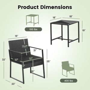 Juego de Muebles de Patio Modernos y Resistentes para Exteriores, 3 Piezas con Mesa de Centro, Impermeables, para Balcón, Bistro, Hotel - Product Image 2