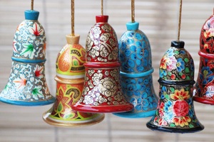 Christmas Paper Mache Hanging Bells <b>Stand</b> and Accessories for Ornament Decorations on Christmas <b>Tree</b> - Product Image 2