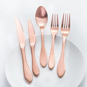 Tabletop Kitchen Steel Metal Cutlery Handmade Royal Rose Gold Metal Flatware Cutlery Set - Product Image 1