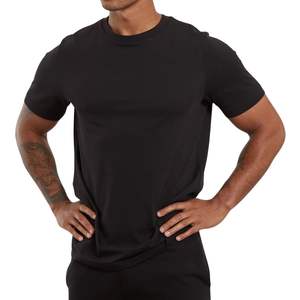 Camiseta Negra Lisa Personalizada para Hombre, con Logotipo Personalizado, para Gimnasio, Fitness, Entrenamiento, Manga Corta, Transpirable, Elástica, Informal, Básica, OEM, Venta al Por Mayor - Product Image 1