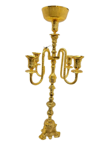 Candelabro de latón chapado en oro hecho a mano, estilo antiguo, para lámpara de aceite, soporte decorativo para velas Diya, para el hogar o el templo. - Product Image 3