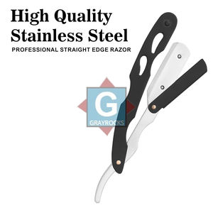 Elegante Afeitadora Hadel de Acero Inoxidable para Hombre, Negra y Plateada, Maquinilla de Afeitar de Borde Recto para un Afeitado Suave - Product Image 4