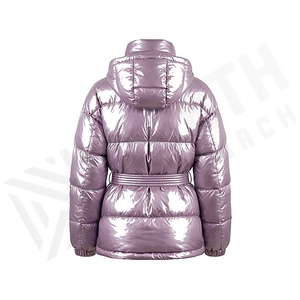 Hooded Quilted Waterproof <b>Bubble</b> Jacket Black Full Sleeve Winter Windproof Cotton Shell Knitted Fabric Polyester Filling Stand - Product Image 2