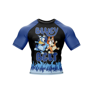 Men's Blue <b>Flame</b> Print Anti-UV Breathable Rash Guard Full Sleeve Compression <b>Shirt</b> Quick Dry Spandex Polyester Fitness Top - Product Image 1