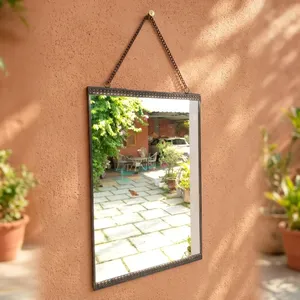 ARTISAN DESIGN Modern Decorative Brass Frame 3mm Thick Rectangular Wall <b>Mirror</b> <b>Hanging</b> Chain for Bathroom Vanity Dressing Home - Product Image 3