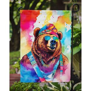 Hippie Animal Grizzly Bear Garden Flag Multicolor buzón decorativo patio Banner para Patio ilustraciones camas de flores tamaño de patio - Product Image 3