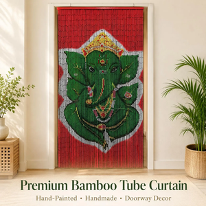 Luxury Floral Bamboo Beaded Curtains Custom Printed Bamboo Door Bead Curtain for Hotel Resort Restaurant Interior Decor - Product Image 1