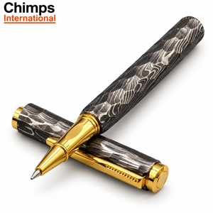 Bolígrafo de Acero de Damasco Chimps International con Clip de Bolsillo de Latón, Diseño Tradicional Forjado, el Mejor Regalo de Navidad - Product Image 4