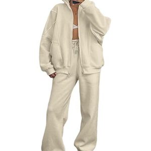 Ensemble survêtement molletonné à manches longues et pantalon de jogging oversize pour femme – Chaud et confortable pour l'hiver - Product Image 4