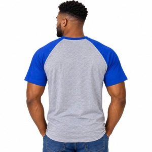 T-shirt Raglan Gris et Bleu Royal pour Homme avec Broderie Chenille Lettres Grecques, Col Rond, Manches Courtes, Tenue d'Équipe de Fraternité - Product Image 2