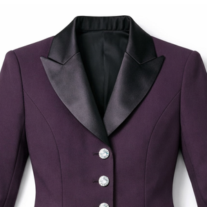 Veste d'équitation Elite Plum Purple - Manteau professionnel de saut d'obstacles avec col en satin contrastant - Mode équestre spécialisée - Product Image 2