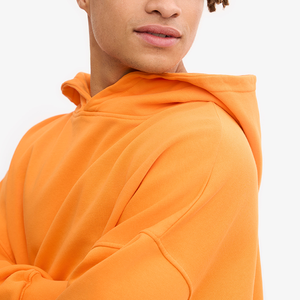 Sudadera con Capucha Naranja Extra Grande para Hombre, 100% Algodón, Felpa Francesa, Estilo Casual, Color Sólido, Diseño con Bolsillo, Ropa de Otoño - Product Image 6