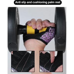 Guantes de Gimnasio de Medio Dedo con Palma de Cuero para Entrenamiento, Diseño de Agarre Duradero, Ligeros y Transpirables para Levantamiento de Pesas y Fitness - Product Image 5