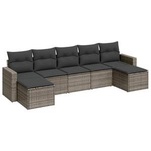 Ensemble de canapés de jardin gris avec coussins, mobilier d'extérieur au design contemporain, résistant aux UV, en rotin PE imperméable - Product Image 4