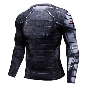 OEM <b>Heat</b>-Transfer Printed Professional Compression Rash Guard Quick Dry Karate Men Spandex/Polyester Breathable 220g Front/<b>Back</b> - Product Image 2