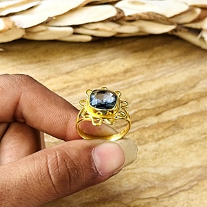 New Arrival Boho Celestial <b>Ring</b> Tribal Brass Band Women 18k <b>Gold</b> Plated Sunburst <b>Cocktail</b> Labradorite Design Wholesale/OEM/ODM - Product Image 2