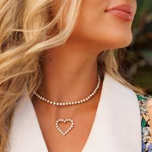 Heart Shape Pendants 14K 18K Solid Gold Round Cut Lab Diamond Lobster Clasp Modern Luxury Prong Set <b>Statement</b> Layering <b>Necklaces</b> - Product Image 6