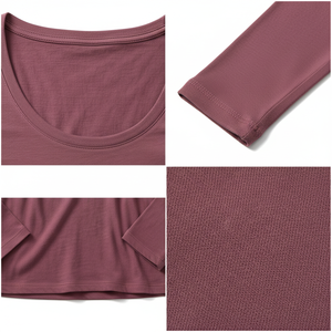 T-shirt à manches longues et col rond pour femme, coupe ajustée, en coton doux extensible, uni, décontracté, personnalisable, OEM, vente en gros, usine du Pakistan - Product Image 5