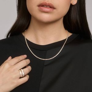 East-West Bezel Tennis <b>Necklace</b> With 10 CTW Oval Cut Lab-Grown Diamonds in Yellow Gold - Product Image 2