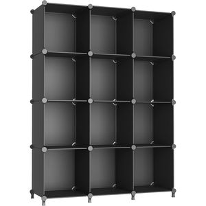 Organizador de Armario Apilable de Plástico DIY, Estantes de Almacenamiento, Librería de 12 Cubos, Contenedores de Almacenamiento Cúbicos - Product Image 1