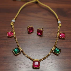Elegant Star-Shaped Crystal Quartz <b>Necklace</b> Set Classic Gold Plated Brass & Gold Link Chain for Wedding & Party-10575505PGR - Product Image 1